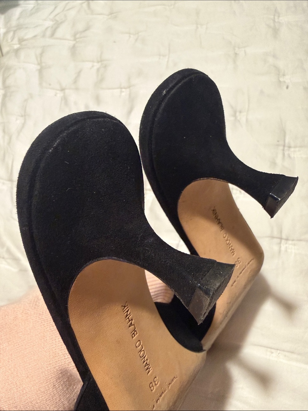 Manolo Blahnik Maysale Black Suede Pointed Toe Mule Slides - Picture 8 of 12